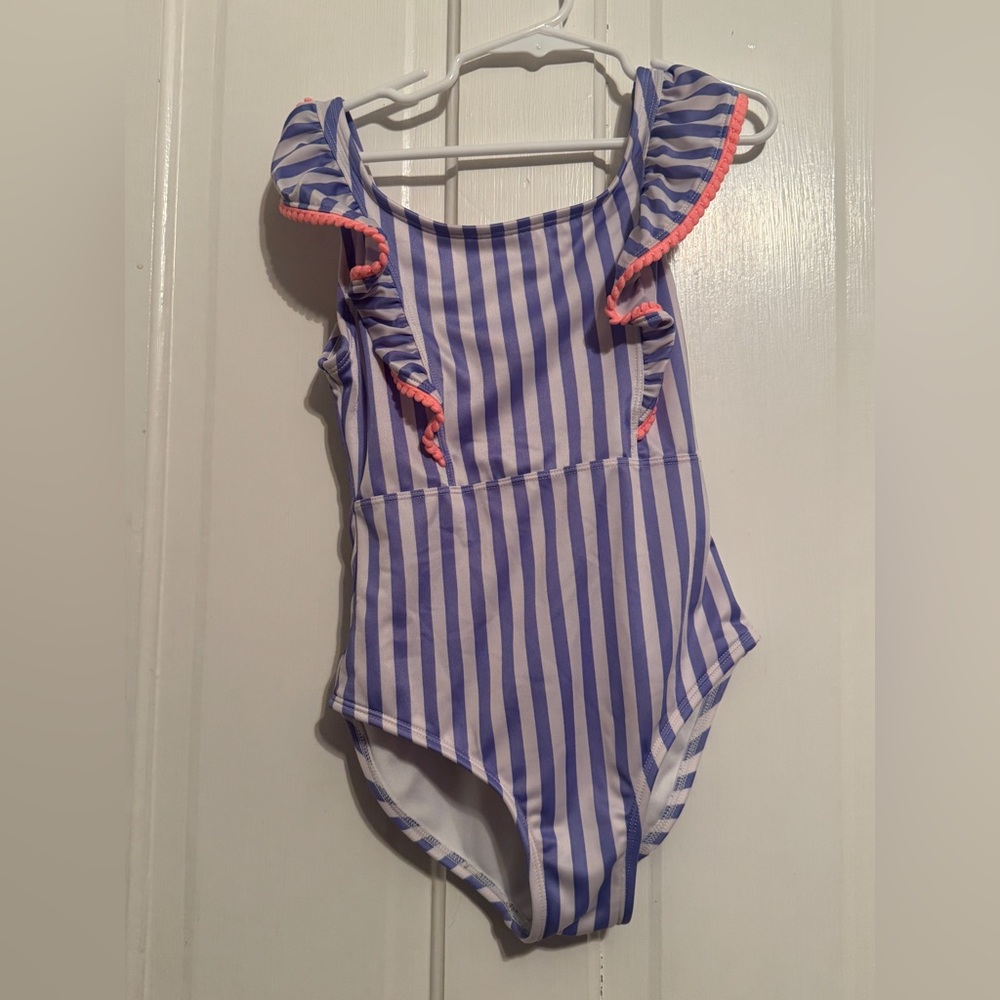 Cat & Jack Blue and White Striped Swimsuit Size 6/7